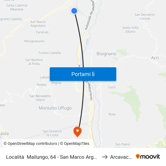 Località  Mailungo, 64 - San Marco Argentano to Arcavacata map