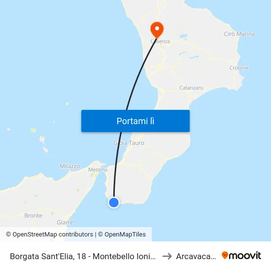 Borgata Sant'Elia, 18 - Montebello Ionico to Arcavacata map