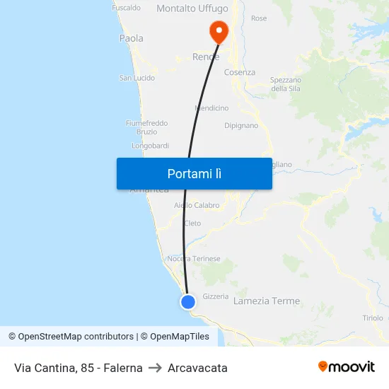Via  Cantina, 85 - Falerna to Arcavacata map