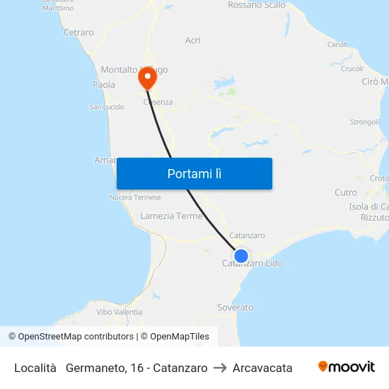 Località   Germaneto, 16 - Catanzaro to Arcavacata map
