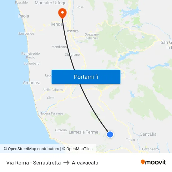 Via  Roma - Serrastretta to Arcavacata map