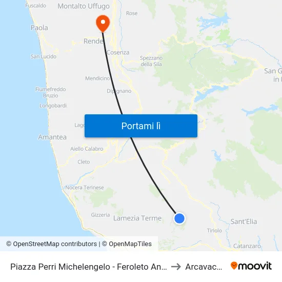 Piazza  Perri Michelengelo - Feroleto Antico to Arcavacata map
