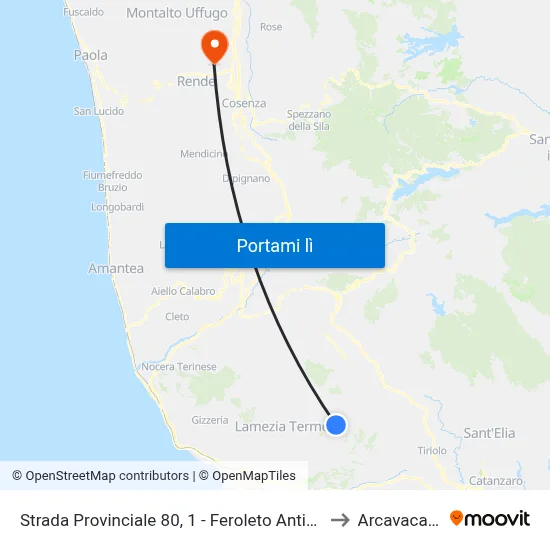 Strada Provinciale 80, 1 - Feroleto Antico to Arcavacata map