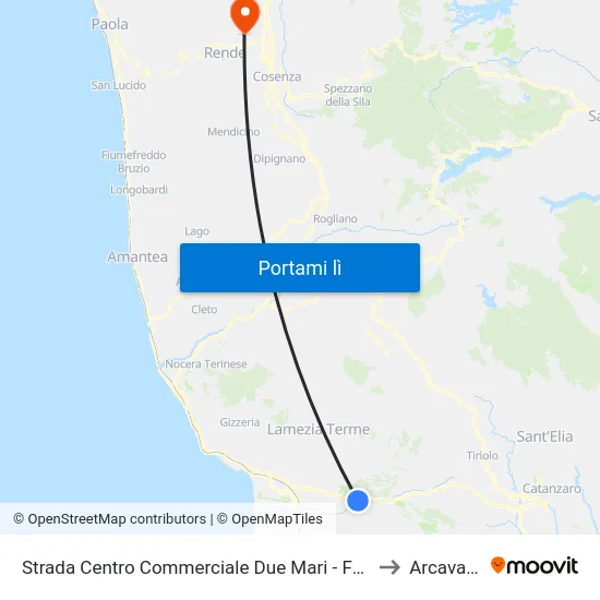 Strada Centro Commerciale Due Mari  - Feroleto Antico to Arcavacata map