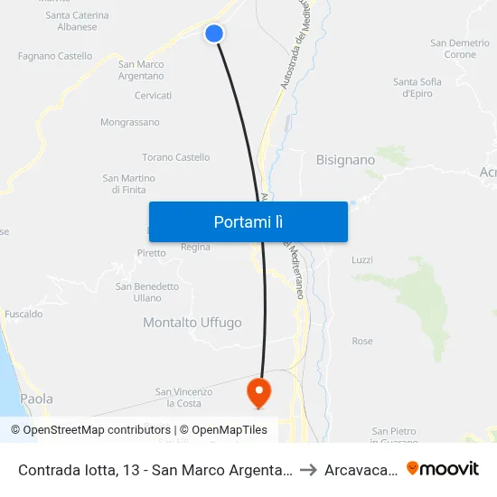 Contrada Iotta, 13 - San Marco Argentano to Arcavacata map