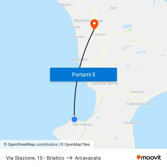 Via Stazione, 10 - Briatico to Arcavacata map