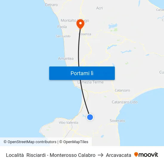 Località  Risciardi - Monterosso Calabro to Arcavacata map