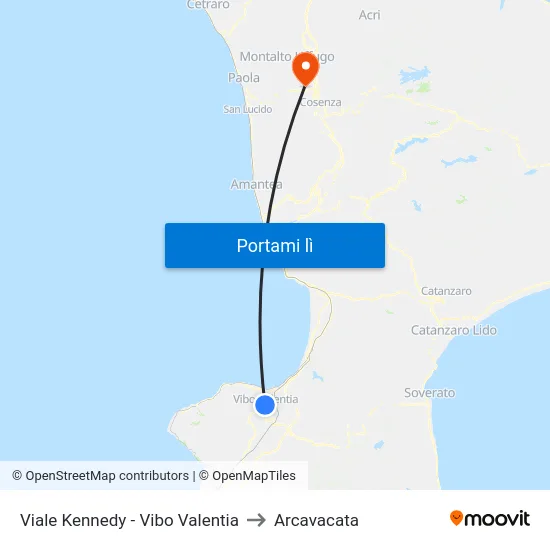 Viale  Kennedy - Vibo Valentia to Arcavacata map