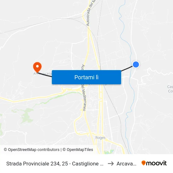 Strada Provinciale 234, 25 - Castiglione Cosentino to Arcavacata map