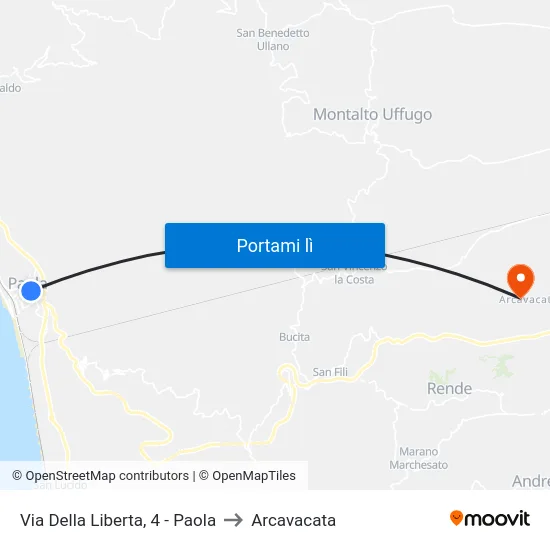 Via Della Liberta, 4 - Paola to Arcavacata map