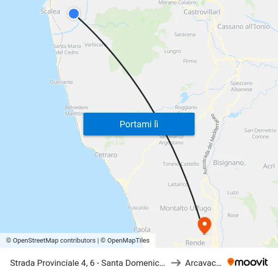 Strada Provinciale 4, 6 - Santa Domenica Talao to Arcavacata map