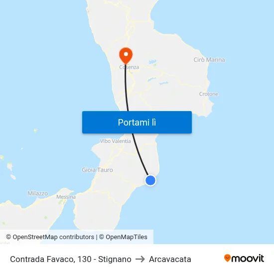 Contrada Favaco, 130 - Stignano to Arcavacata map