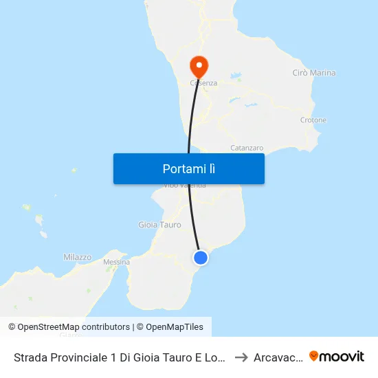 Strada Provinciale 1 Di Gioia Tauro E Locri - Locri to Arcavacata map