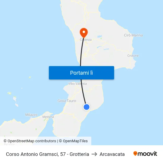 Corso Antonio Gramsci, 57 - Grotteria to Arcavacata map