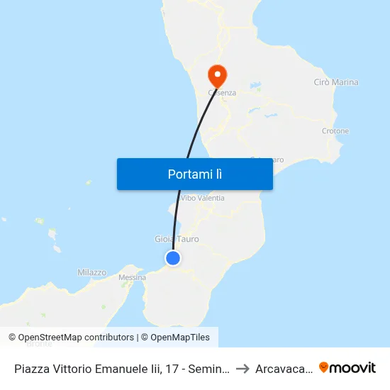 Piazza Vittorio Emanuele Iii, 17 - Seminara to Arcavacata map