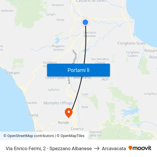 Via Enrico Fermi, 2 - Spezzano Albanese to Arcavacata map