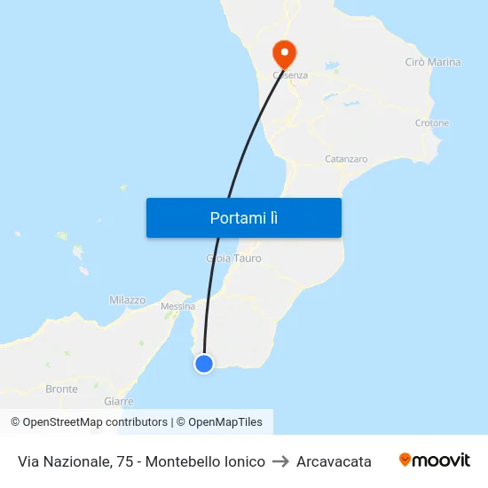 Via Nazionale, 75 - Montebello Ionico to Arcavacata map