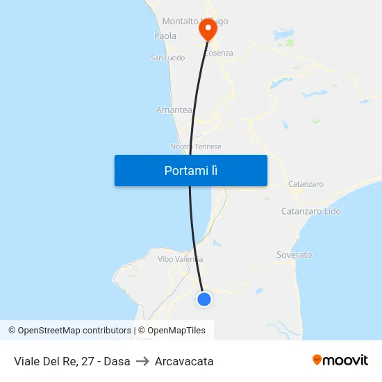 Viale Del Re, 27 - Dasa to Arcavacata map