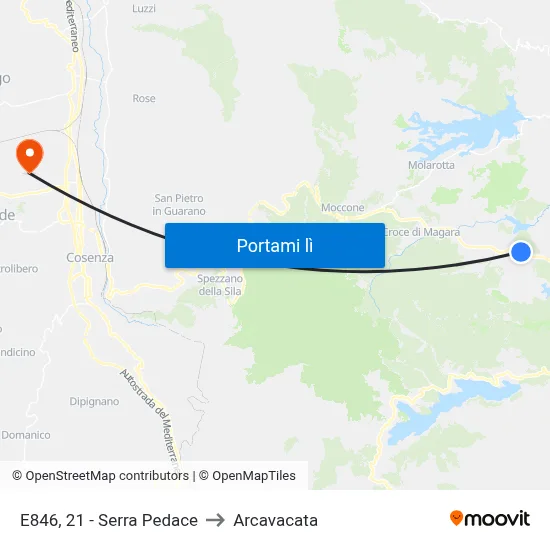 E846, 21 - Serra Pedace to Arcavacata map