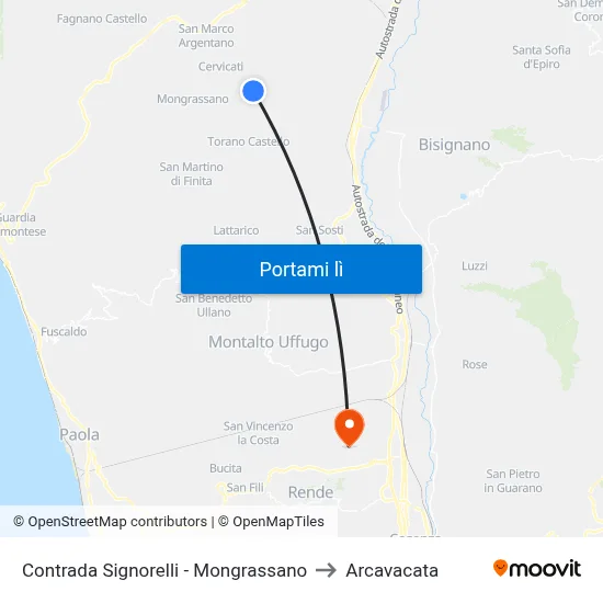Contrada Signorelli - Mongrassano to Arcavacata map