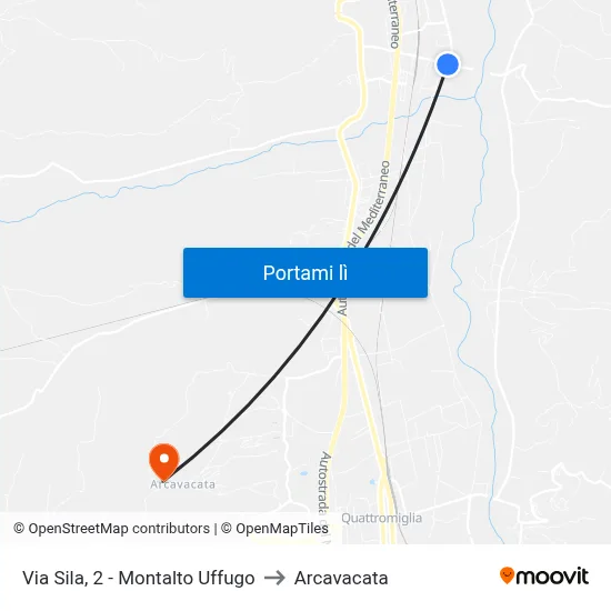 Via Sila, 2 - Montalto Uffugo to Arcavacata map