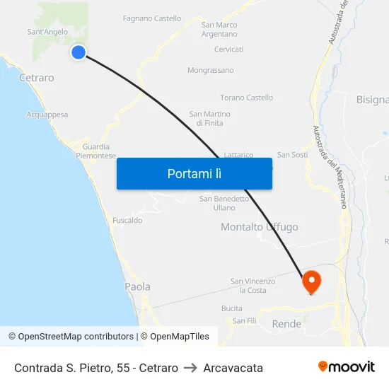 Contrada S. Pietro, 55 - Cetraro to Arcavacata map