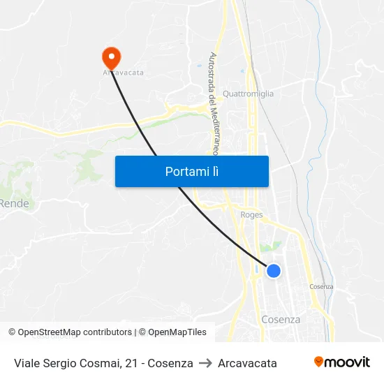 Viale Sergio Cosmai, 21 - Cosenza to Arcavacata map