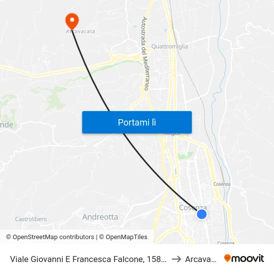 Viale Giovanni E Francesca Falcone, 158 - Cosenza to Arcavacata map