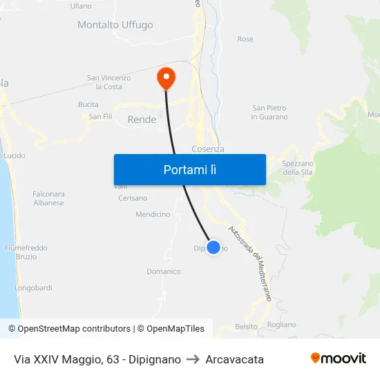 Via XXIV Maggio, 63 - Dipignano to Arcavacata map