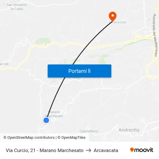 Via Curcio, 21 - Marano Marchesato to Arcavacata map