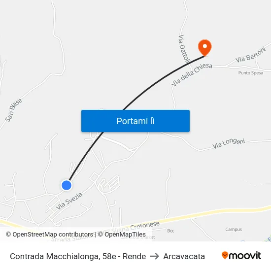 Contrada Macchialonga, 58e - Rende to Arcavacata map