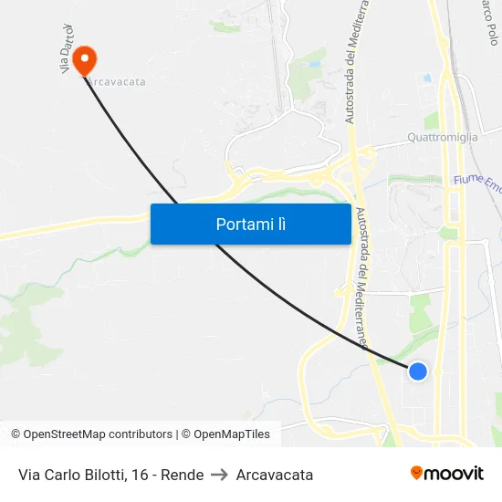 Via Carlo Bilotti, 16 - Rende to Arcavacata map