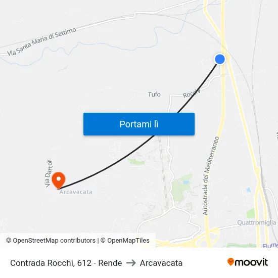 Contrada Rocchi, 612 - Rende to Arcavacata map