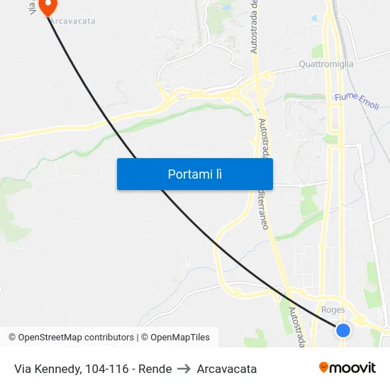 Via Kennedy, 104-116 - Rende to Arcavacata map