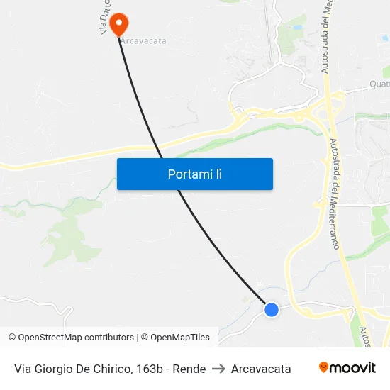 Via Giorgio De Chirico, 163b - Rende to Arcavacata map