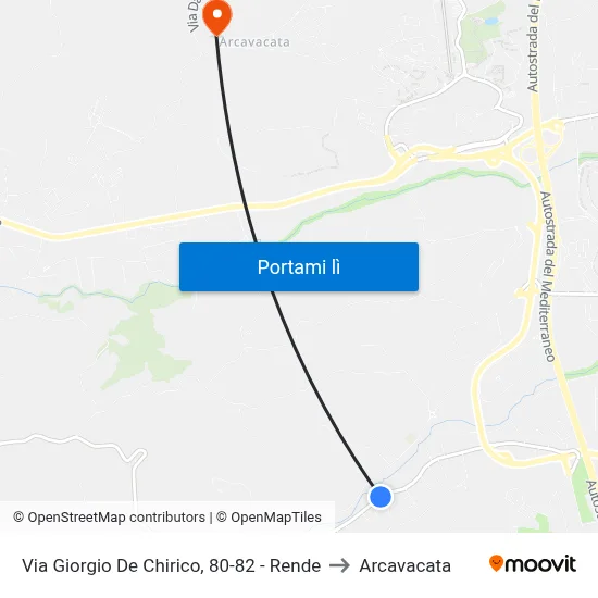 Via Giorgio De Chirico, 80-82 - Rende to Arcavacata map