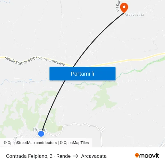 Contrada Felpiano, 2 - Rende to Arcavacata map