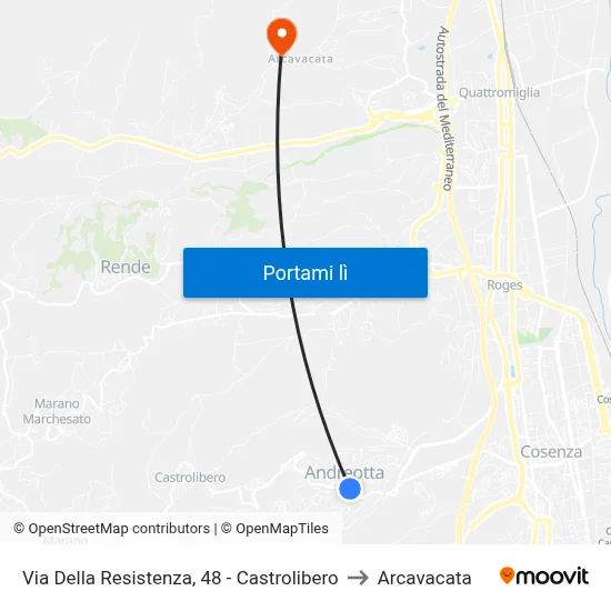 Via Della Resistenza, 48 - Castrolibero to Arcavacata map