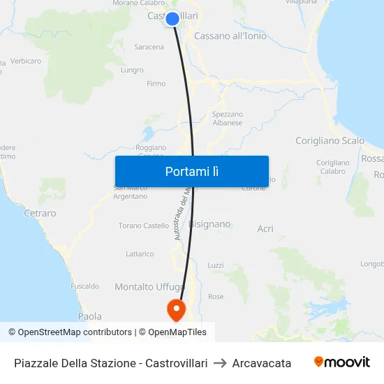 Piazzale Della Stazione - Castrovillari to Arcavacata map