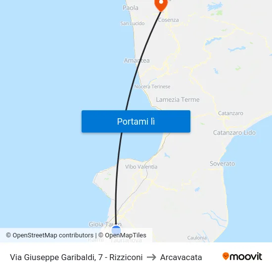 Via Giuseppe Garibaldi, 7 - Rizziconi to Arcavacata map