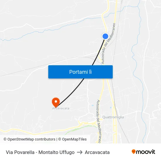Via Povarella - Montalto Uffugo to Arcavacata map