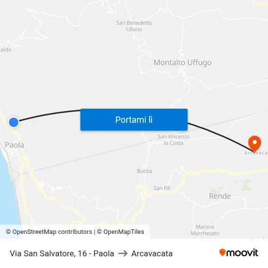 Via San Salvatore, 16 - Paola to Arcavacata map
