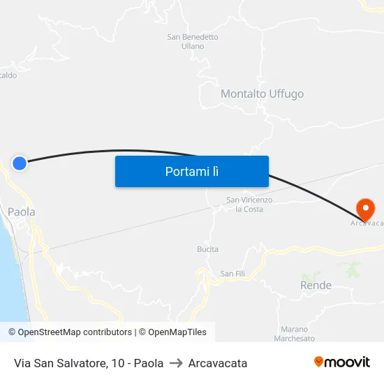 Via San Salvatore, 10 - Paola to Arcavacata map