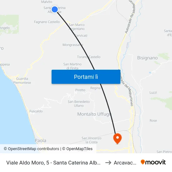 Viale Aldo Moro, 5 - Santa Caterina Albanese to Arcavacata map