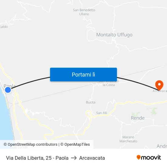 Via Della Liberta, 25 - Paola to Arcavacata map