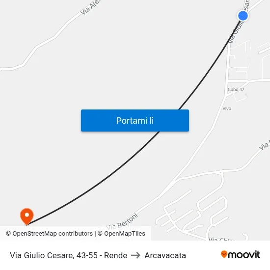 Via Giulio Cesare, 43-55 - Rende to Arcavacata map