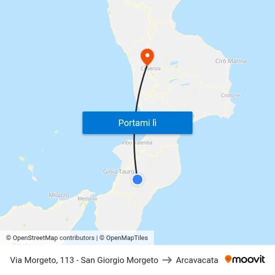 Via Morgeto, 113 - San Giorgio Morgeto to Arcavacata map