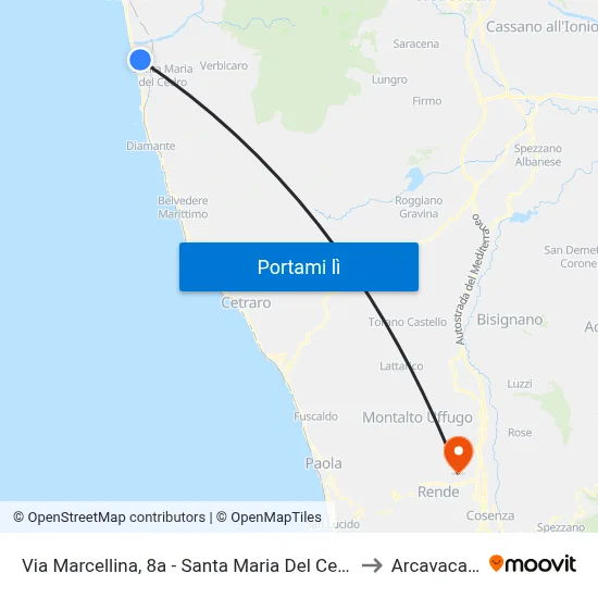 Via Marcellina, 8a - Santa Maria Del Cedro to Arcavacata map