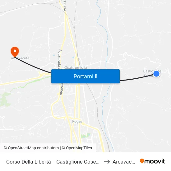 Corso Della Libertà  - Castiglione Cosentino to Arcavacata map
