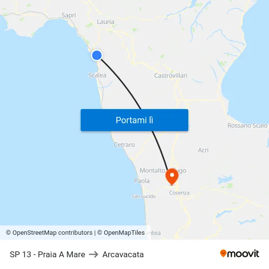 SP 13 - Praia A Mare to Arcavacata map